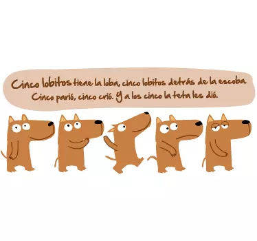 Vinilo infantil canción cinco lobitos - TenVinilo