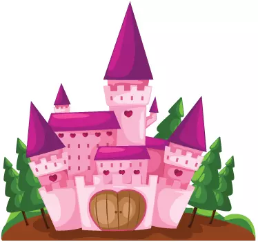 Vinilo infantil castillo rosa corazón - TenVinilo