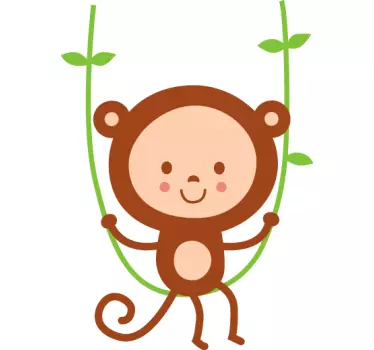Vinilo infantil chimpancé columpio - TenVinilo