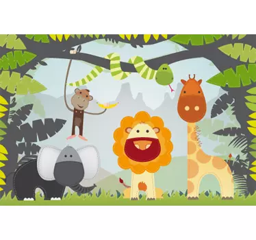 Vinilo infantil dibujo mural selva - TenVinilo