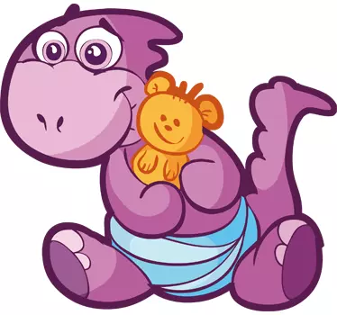 Vinilo infantil dinosaurio bebé lila - TenVinilo