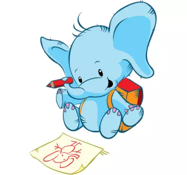 Vinilo infantil elefante estudiante - TenVinilo