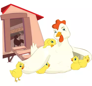 Vinilo infantil gallina y polluelos - TenVinilo
