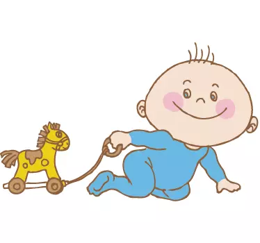 Vinilo infantil bebé con juguete de caballo - TenVinilo