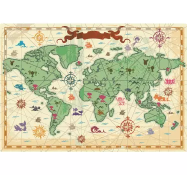 Vinilo infantil mapa mundo clasico - TenVinilo