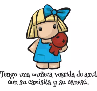 Vinilo infantil muñeca vestida azul - TenVinilo