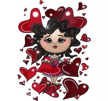 Vinilo infantil niña muchos corazones - TenVinilo