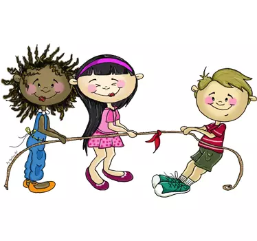 Vinilo infantil niños jugando cuerda - TenVinilo