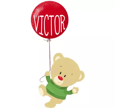Vinilo pared oso peluche globo - TenVinilo