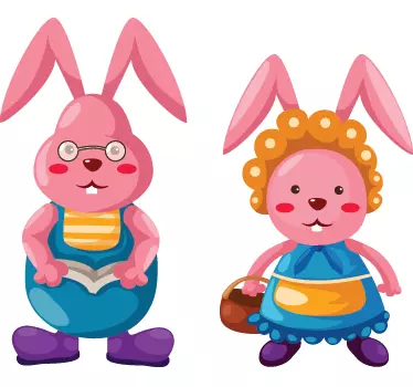 Vinilo infantil pareja de conejos - TenVinilo