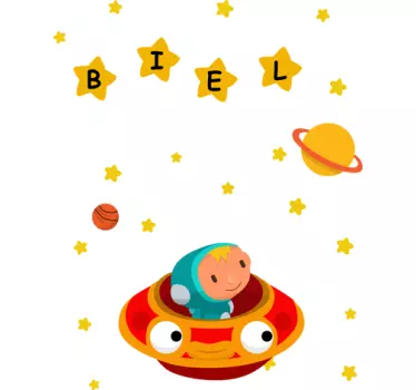 Vinilo infantil personalizable astronauta - TenVinilo