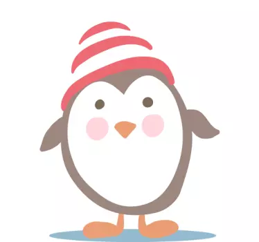 Vinilo infantil pingüino con gorro - TenVinilo