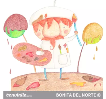 Vinilo infantil pintando el otoño - TenVinilo
