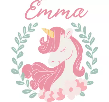 Vinilo cuento infantil princesa unicornio con nombre - TenVinilo