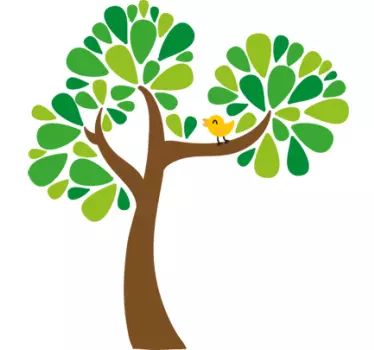 Vinilo infantil síntesis árbol y pájaro - TenVinilo