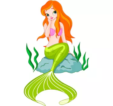 Vinilo infantil sirena sentada - TenVinilo