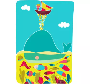 Vinilo mural dibujo de ballena - TenVinilo