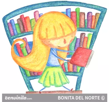 Vinilo niña en la librería - TenVinilo
