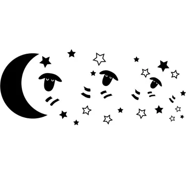 Vinilo para bebés de estrellas y ovejas para contar  - TenVinilo
