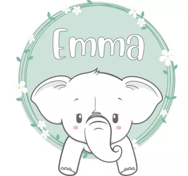 Vinilo animal elefante con nombre - TenVinilo