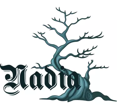Vinilo habitación juvenil árbol encantado con nombre - TenVinilo