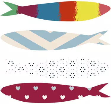 Vinilo pared de animales sardinas coloridas  - TenVinilo