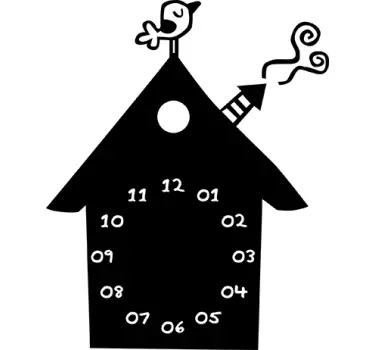Vinilo reloj infantil casa pájaros - TenVinilo