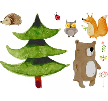 Vinilos infantiles fauna salvaje bosque - TenVinilo