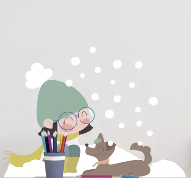 Vinilo infantil bebé chica nieve - TenVinilo