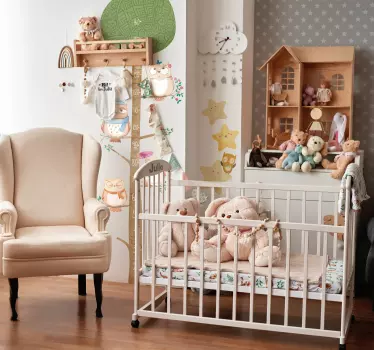 Vinilo medidor para niños búhos - TenVinilo