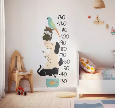 Vinilo dormitorio infantil medidor de altura de mascotas - TenVinilo