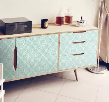 Vinilo muebles estilo floral azul - TenVinilo