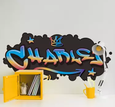 Vinilo decorativo arte urbano graffiti con nombre - TenVinilo