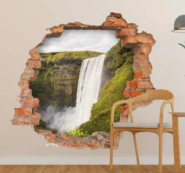 Vinilo decorativo 3d paisaje cascada  - TenVinilo
