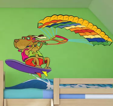 Adhesivo decorativo perro surfeando - TenVinilo