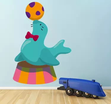 Adhesivo foca de circo con pelota - TenVinilo