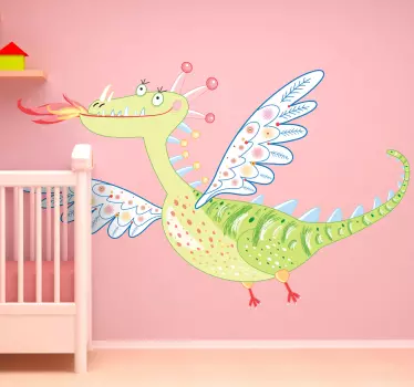 Adhesivo infantil bonito dragón - TenVinilo
