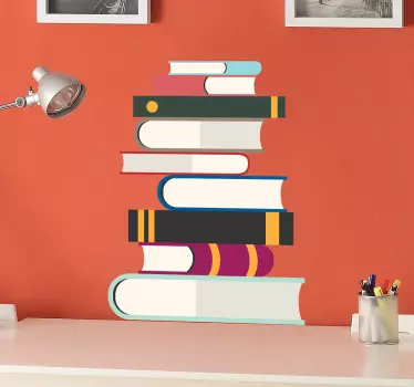Adhesivo varios libros apilados - TenVinilo