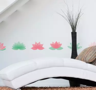Azulejos vinílicos cenefa de flor de loto - TenVinilo