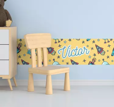 Vinilo pared cenefa nombre personalizable - TenVinilo