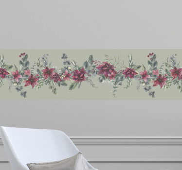 Cenefa decorativa Borde con flores rojas - TenVinilo