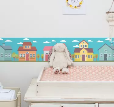 Cenefa decorativa Casas pastel - TenVinilo