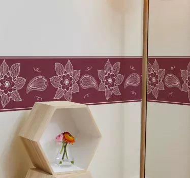 Cenefa decorativa de flores paisley hermosas - TenVinilo