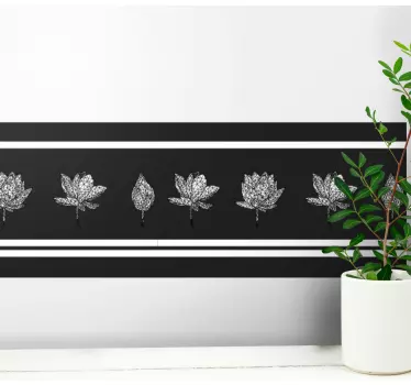 Cenefa decorativa Flor de loto de baja poli línea - TenVinilo