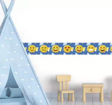 Cenefa decorativa infantil caras sonrientes - TenVinilo