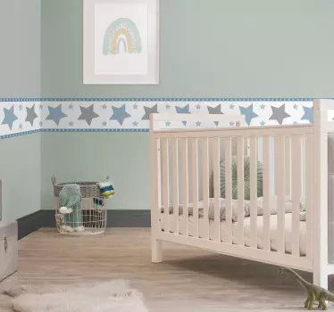 Cenefa adhesiva infantil estrellas color azul - TenVinilo