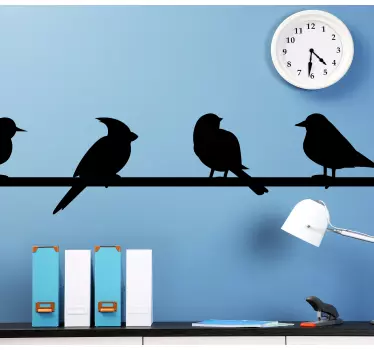 Cenefa decorativa Pájaros monocolor de pie en una línea - TenVinilo
