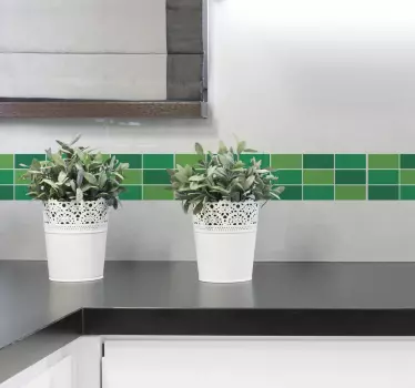 Cenefa decorativa tonos verdes  - TenVinilo