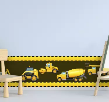 Cenefa infantil de vehículos de obra - TenVinilo
