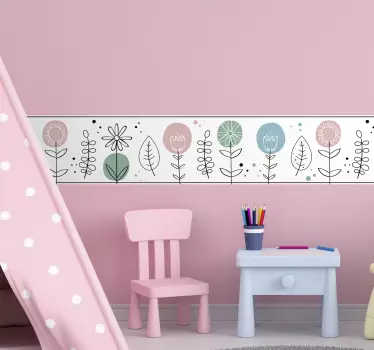 Cenefa para niños con flores de primavera - TenVinilo